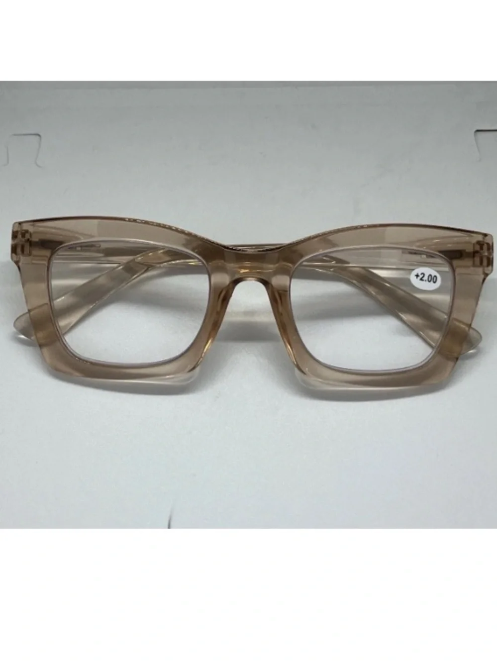 Retro Womens Reading Glasses Oversized Square Champagne Thick Large 2.75 Readers